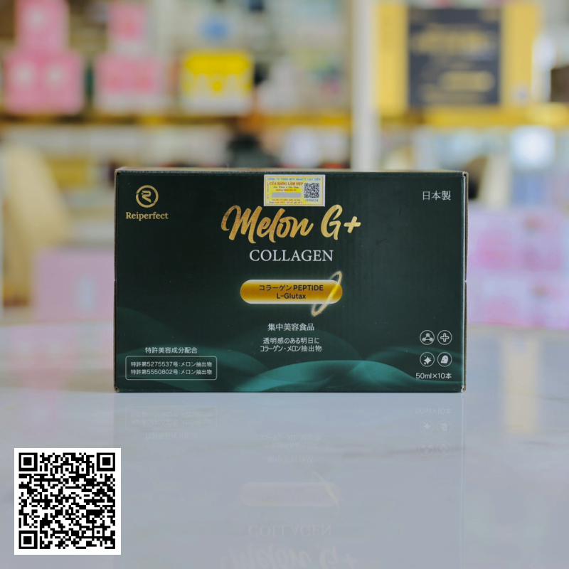 Nước Uống Trắng Da Collagen Melon G+ Reiperfect Nhật Bản Hộp 10 Chai * 50ml